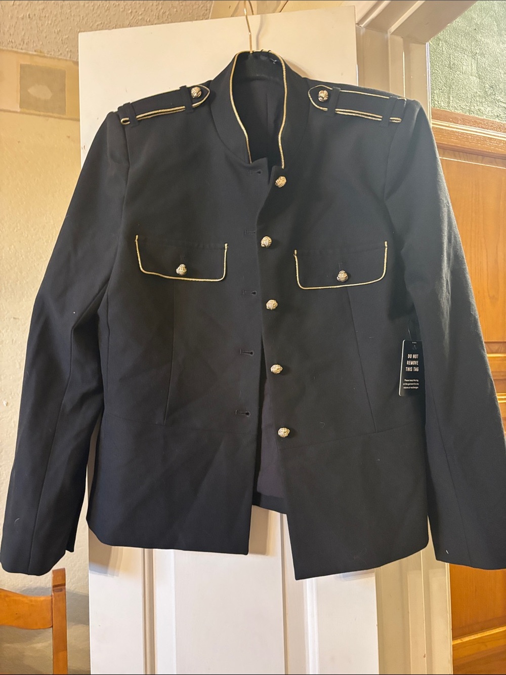Express Black Military-Style Women's Blazer with Gold Trim